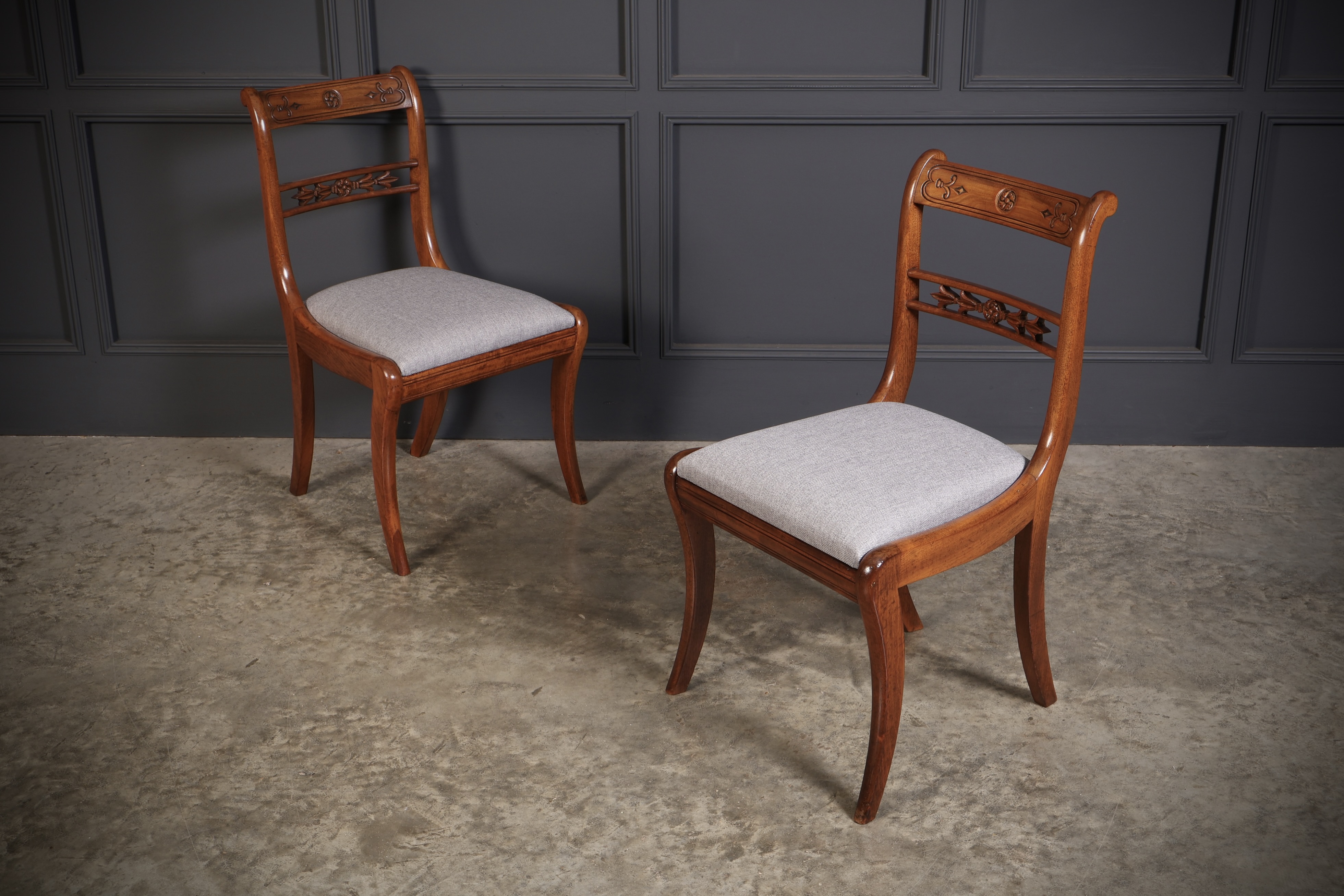 Set of 14 Regency Mahogany Bar Back Dining Chairs - Image 6